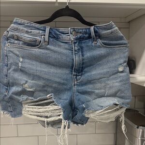 Good American Blue Distressed Jean Shorts